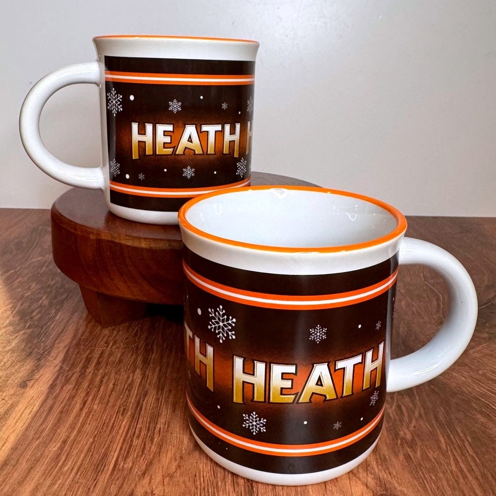 Set of 2 Heath Chocolate Snowflake‎ Mugs Galerie Hershey Winter Cups